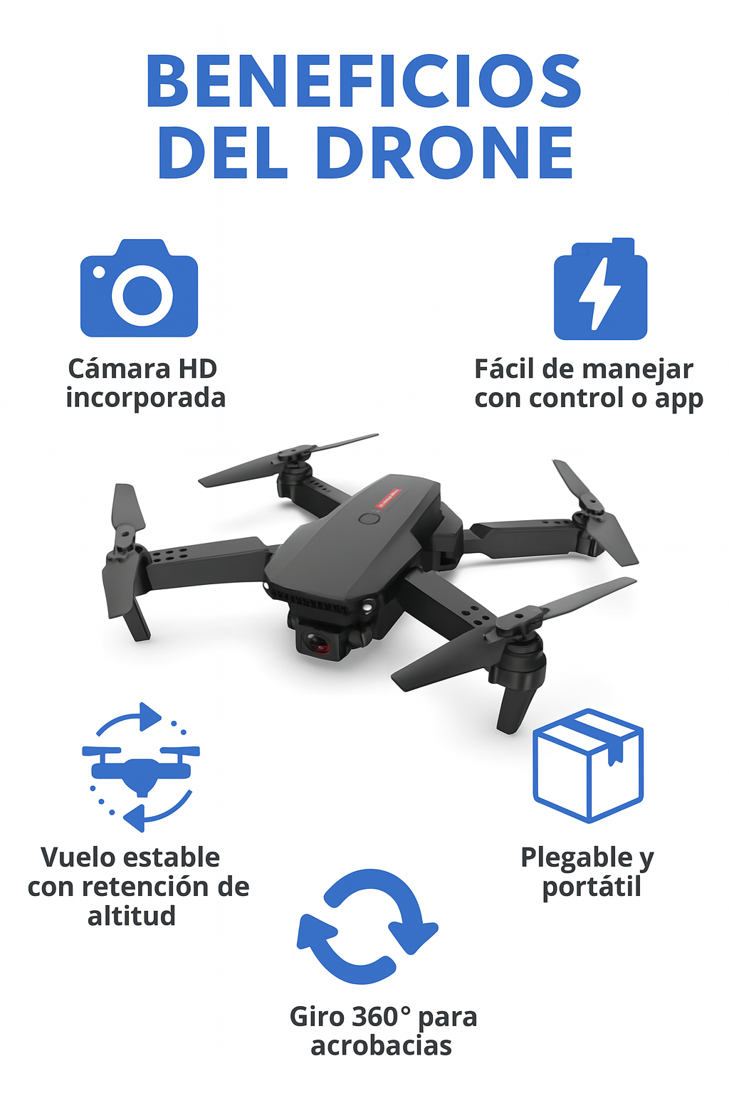 Drone E88™ – Cámara HD y Control Smart